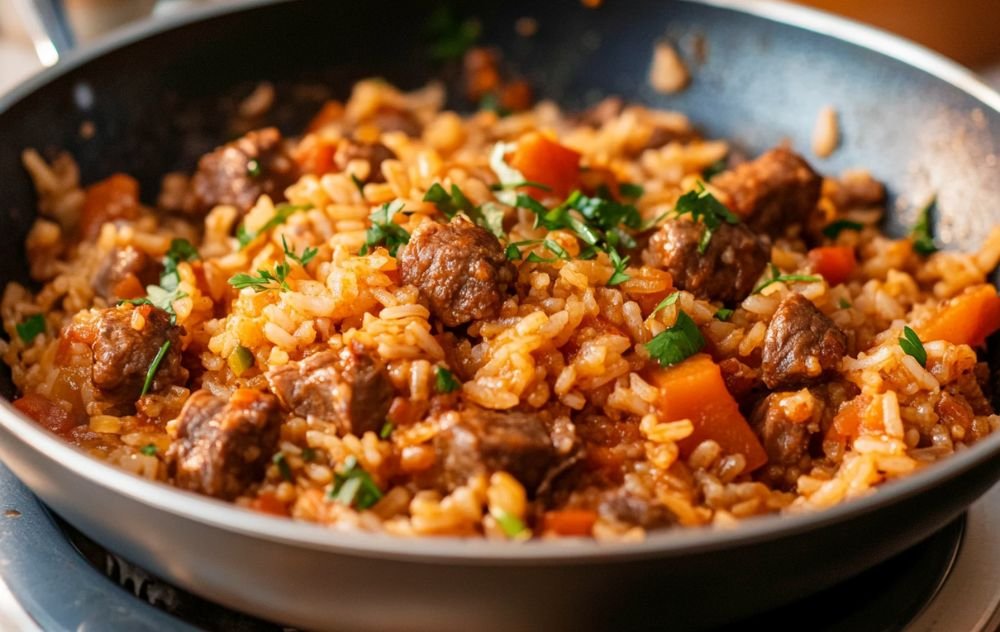 Beef Plov (Beef Rice Pilaf) Recipe